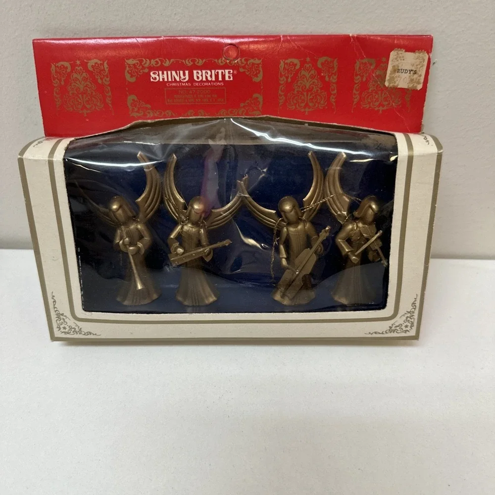 Shiny Brite 4 Christmas Angel Musical Band Gold Plastic NEW in Package